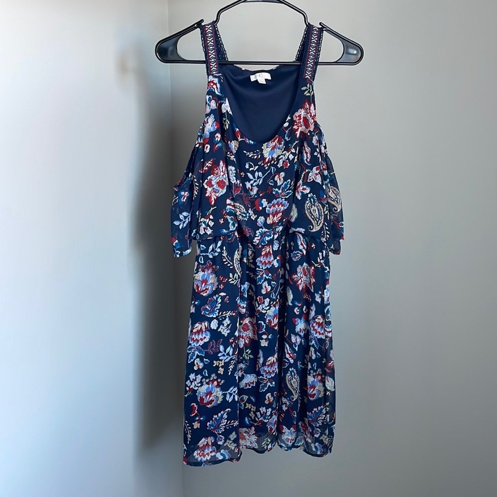 Charming Charlie’s off the shoulder navy dress